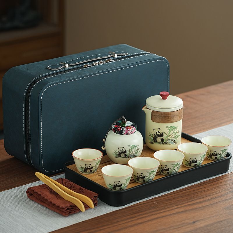 古樸禪意【熊貓黃玉汝窯】便攜式戶外旅行茶具 商務 禮盒 家用 品味百態人生! 古樸禪意【熊貓黃玉汝窯】便攜式戶外旅行茶具 商務 禮盒 家用 品味百態人生!