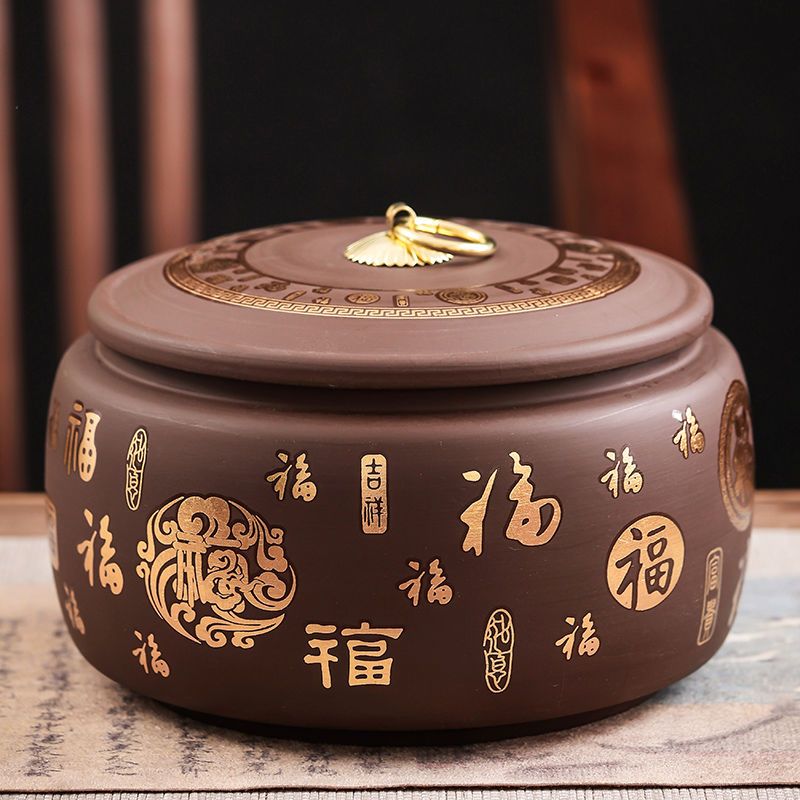 好茶值得好收藏！2025新中式紫砂茶罐☛防潮密封｜黃金大容量1900cc｜可儲存一斤茶葉